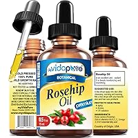 ROSEHIP OIL Vitamin A, Vitamin C, Vitamen E for WRINKLES, SCARS, STRETCH MARKS, Face, Body, Hair, Lip Care, 0.5 Fl.oz.- 15 ml