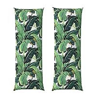 Tropical Banana Palm Leaves Print Pillow Cover Long Pillow Case,20x54in Hair and Skin,Coffee Party, Hotel Quality
