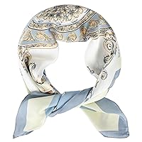EXTREE Fashion Silky Satin Headscarf for Women Girls: Exquisite Pattern Lightweight Silk Graceful Scarfs 27.5 x 27.5 inches