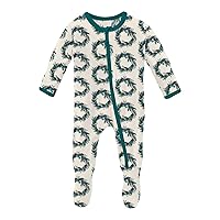KicKee Footie with 2 Way Zipper in Celebration Prints, One-Piece Boy or Girl Baby Clothes