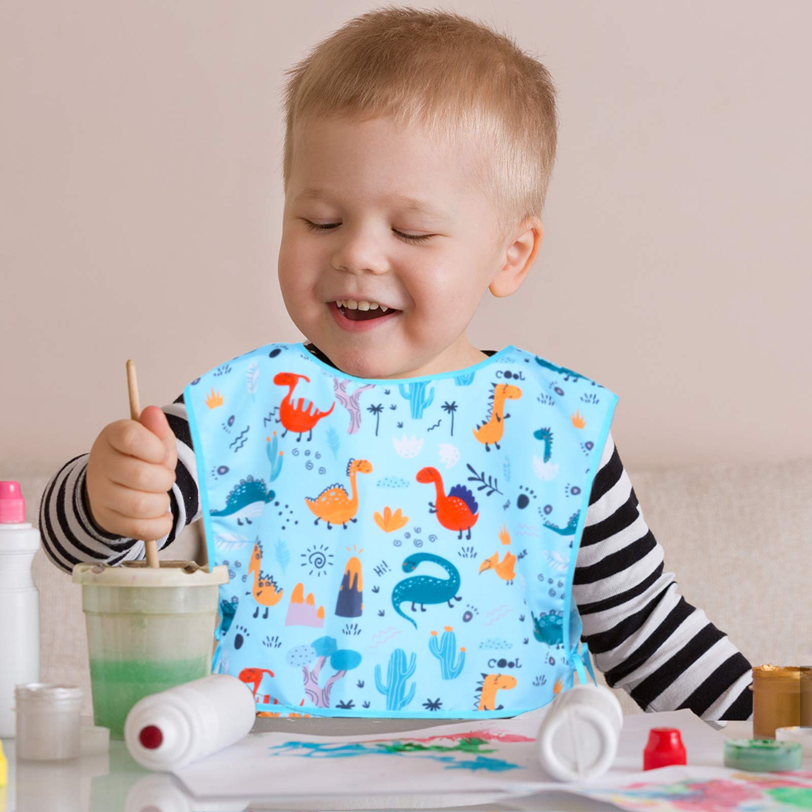 Kids Art Smock, Waterproof Artist Painting Aprons, Sleeveless Children Art Smocks with Pockets for Age 2-7 Years