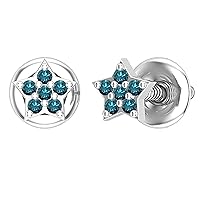 Dazzlingrock Collection 0.05 Carat (ctw) Round Diamond Star Screw Back Stud Earrings for Women | Available in 10K/14K/18K Gold & 925 Sterling Silver