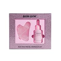 Skin Gym Rose Quartz Gua Sha & Signature Oil Kit | Holiday Radiance Boosting Duo | Facial Contouring & Skin Rejuvenation | All-in-One Exfoliating, Smoothing & Moisturizing Face Oil | AM/PM Compatible