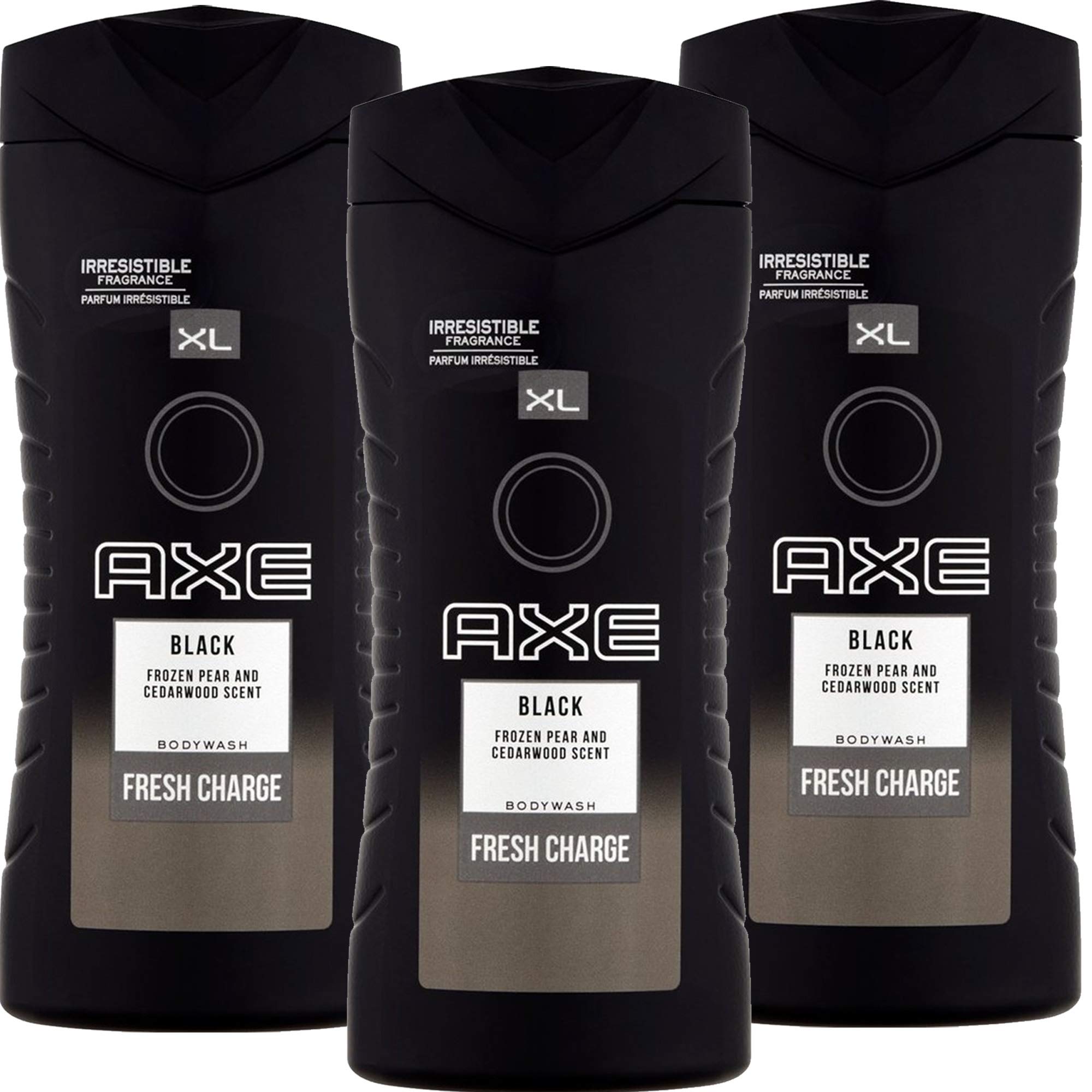Axe Body Wash For Men, Black, Frozen Pear and Cedarwood Scent, Fresh Charge Shower Gel for Body, 3 Pk x 13.52 Fl.Oz each