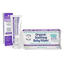 Organic Baby Wipes and Diaper Rash Cream Bundle - All-Natural, Fragrance Free Wipes with Maximum Strength Diaper Rash Cream for Fast Relief