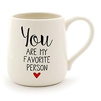 Enesco Our Name is Mud “Favorite Person” Stoneware Engraved Coffee Mug, 1 Count (Pack of 1), White