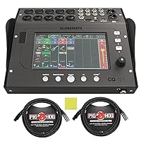 Allen & Heath CQ-12T Ultra-Compact 12in / 8out Digital Mixer Bundle with 2x Pig Hog XLR Microphone Cable 15ft, Power Cable & Liquid Audio Instrument Polishing Cloth