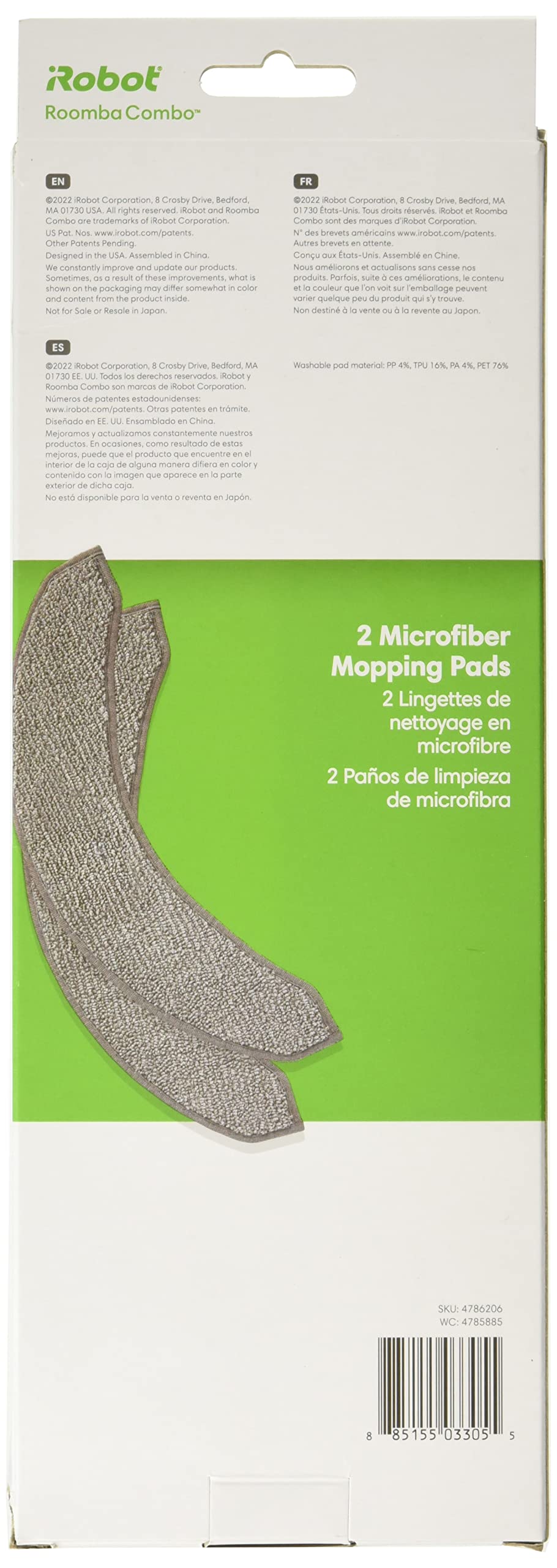 iRobot Roomba Authentic Replacement Parts - Roomba Combo™ j Series Microfiber Mopping Pad, 2-Pack
