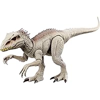 Mattel Jurassic World Camouflage 'n Battle Dinosaur Toy, Indominus Rex Figure with Lights, Sounds & Motion