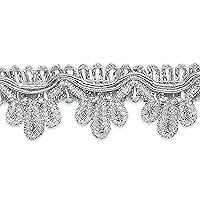 Trims by The Yard Delicia Decorated Gimp Trim, 3/4-Inch Versatile Trim for Sewing, Washable Decorative Trim for Costumes, Home Decor, Upholstery, 20-Yard Cut, Metallic Silver
