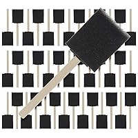 US Art Supply 2 inch Foam Sponge Wood Handle Paint Brush Set (Super Value Pack of 40) - Lightweight, Durable and Great for Acrylics, Stains, Varnishes, Crafts, Art
