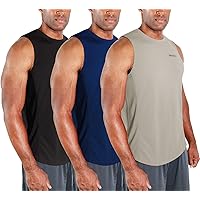 DEVOPS 3 Pack Men's Muscle Shirts Sleeveless Dry Fit Gym Workout Tank Top