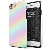 Compatible with iPhone 7/8 / SE 2020 Pastel Rainbow Unicorn Colors Ombre Pattern Holographic Dye Pale Kawaii Aesthetic Shockproof Dual Layer Hard Shell + Silicone Protective Cover