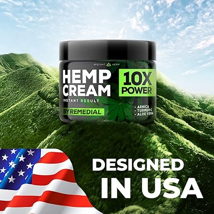 REMEDIAL Instant Hеmp Cream – Soothes Discomfort in Muscles Joints Nerves Back Neck Knees Shoulders Hips – Maximum Joint Support – MSM Turmeric and Arnica – All-Natural Formula - Made in USA