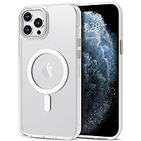Anuck for iPhone 11 Pro Max Case Magnetic Phone Case [Compatible with MagSafe] Soft TPU Bumper Hard Translucent Matte Back Slim Fit Shockproof Protective Case Cover for Men Women Girls - White