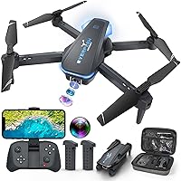 Drone with 1080P Camera for Beginners and Kids, Foldable Remote Control Quadcopter with Voice Control, Gestures Selfie, Altitude Hold, One Key Start, 3D Flips, 2 Batteries, Toys Gifts for Boys Girls