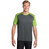 ST371 CamoHex Colorblock Tee, M, Iron Grey/Lime Shock
