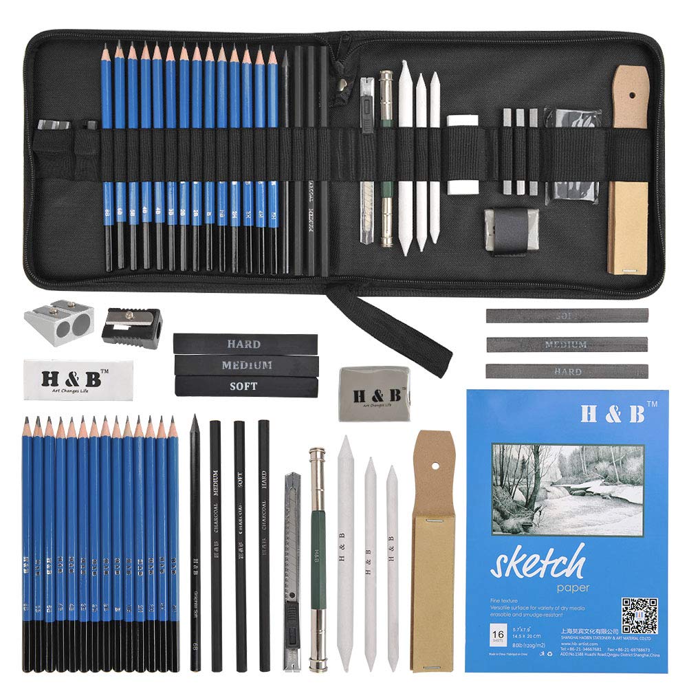 Kalour ® 85 Pieces Professional Drawing Pencils and Sketch Kit for Artist  Includes Watercolor Metallic Colored Pencils and Accessories Ideal  Gifts,Great Kit for Professional Artist & Students,Comes with the Carrying  Zipper Waterproof