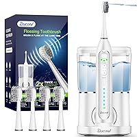 Professional Flossing Toothbrush, Electric Toothbrush and Water Flosser Combo 3 in 1 Cordless Advanced Water Dental Flosser Water flosser Toothbrush-Whiter Teeth & Healthier Gums