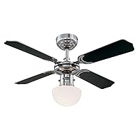 Westinghouse Lighting Portland Ambiance, ceiling fan with lighting, metal, chrome finish with reversible blades in white / black