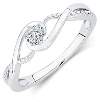 SwaraEcom 14K White Gold Plated Solid Sterling Silver Round Brilliant Cut Simulated Diamond Flower Cluster Infinity CZ Promise Engagement Ring