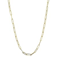 Amanda Rose 14k Yellow Gold 3 mm Paperclip Chain Necklace for Women (Choose your length)|Real Solid 14K Gold Chain