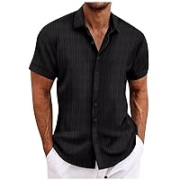 Mens Casual Shirts Hawaiian Button Down Shirt Men Cotton Summer Short Sleeve Shirts Tropical Vacation Beach Shirt