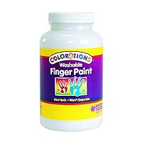 Colorations Washable Finger Paints, 16 fl oz, White, Non-Toxic, Creamy, Vibrant, Kids Paint, Craft, Hobby, Fun, Art Supplies, Young kids, finger painting, hand painting