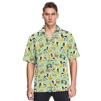 Funny Cow Farming Element Hawaiian Shirt for Men,Men's Casual Button Down Shirts Short Sleeve for Men S