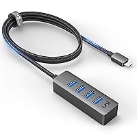 uni USB C to USB Hub 4 FT Slim Type-C to USB 3.0 Splitter Long Cable [Thunderbolt 3/4 Compatible] for MacBook Pro/Air M1, Dell XPS, Surface Laptop 4 | HDD, MIDI Devices, Webcam and More