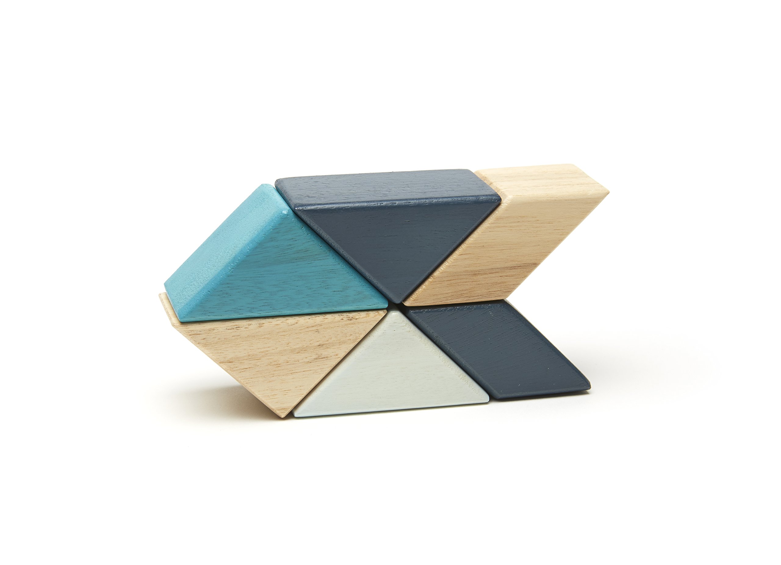 6 Piece Tegu Pocket Pouch Prism Magnetic Wooden Block Set, Blues
