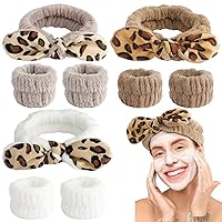 Face Wash Headband Spa Headband for Women Girls Leopard Bowknot Head Band Skincare Headbands Spa Accessories for Makeup Shower Spa Facial