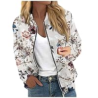 Jacket For Women Trendy Bomber Jackets Lightweight Zip Up Coat With Pocket 2023 Cropped Retro Moto Biker Outwear