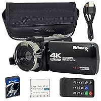 Ultimaxx 4K Camera Camcorder 42MP Video Recorder Camera Support Vlogging YouTube TikTok Digital Camcorder with 3