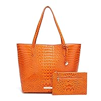 Leather Crocodile-Embossed Pattern With Women Handbags Large Tote Shoulder Bag Top Handle Satchel Hobo