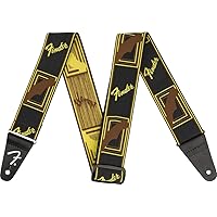 Fender WeighLess Monogrammed Guitar Strap, 2in, Black/Yellow/Brown