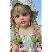 Angelbaby 22 inch Lifelike Reborn Baby Dolls Silicone Full Body Girl Long Hair Realistic Washable Newborn Size Babies Cute Princess for Girls Toys