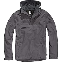 Brandit Individual Wear Men's Windbreaker Fall Jacket, with 100% Polyester, Water & Wind Resistant, and Zip Pockets, Anthracite - X-Large