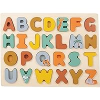 Wooden Alphabet Puzzle (Safari Theme) by Small Foot – Toddlers Learn ABCs While Developing Fine Motor Skills – Classic 27 Piece Educational Memory Game – Ages 24+ Months