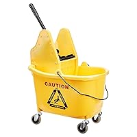 Amazon Basics Rectangular Mop Bucket and Down Press Wringer Combo, 35-Quart, Yellow (Previously AmazonCommercial brand)