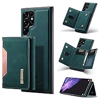 2 in 1 Magnetic Separable Wallet Leather Case for Samsung Galaxy S22 S21 S20 Ultra Plus FE Note 20 Shell, Soft Lined Card Holder Stand Back Cover(Green,S20 FE)