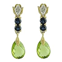 Peridot Natural Gemstone Briolette Shape Drop Dangle Anniversary Earrings 925 Sterling Silver Jewelry | Yellow Gold Plated