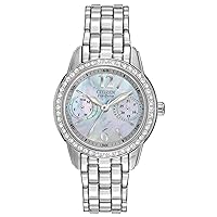 Citizen Women's Eco-Drive Dress Classic Crystal Watch in Stainless Steel, Mother of Pearl Dial, 32mm (Model: FD1030-56Y)