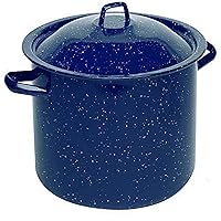 USA Blue Enamel Stock Pot with Lid 12-Quart Speckled (C20666-10646W)