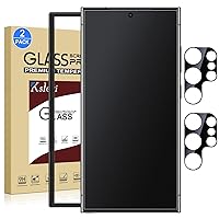 2 Pack Matte Glass Screen Protector for Samsung Galaxy S24 Ultra [6.8 Inch] + 2 Pack Camera Lens Protector with Installation Frame,Fingerprint Unlock Compatible Anti-Glare 0.2mm Tempered Glass