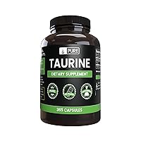 Pure Original Ingredients Taurine (365 Capsules) No Magnesium Or Rice Fillers, Always Pure, Lab Verified