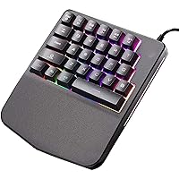 K11 Portable Gaming Keyboard 28keys, One-Hand Mechanical Gaming Keypad, with Wide Hand Rest Backlit for PC Game