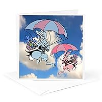 Skydiving Easter Bunnies with Parachutes and Clouds - Greeting Card, 6 x 6 inches, single (gc_164734_5)