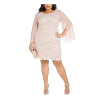 Connected Apparel Womens Plus Chiffon Lace Midi Dress