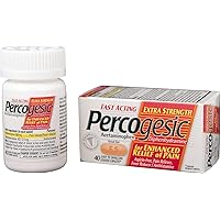 Percogesic Aspirin Free Pain Relief Tablets, Extra Strength, Acetaminophen and Diphenhydramine, 40 ct (Pack of 1)